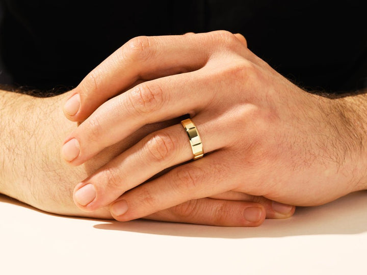 6.0mm Men's Vertical Beveled Wedding Band - Doozy Diamonds