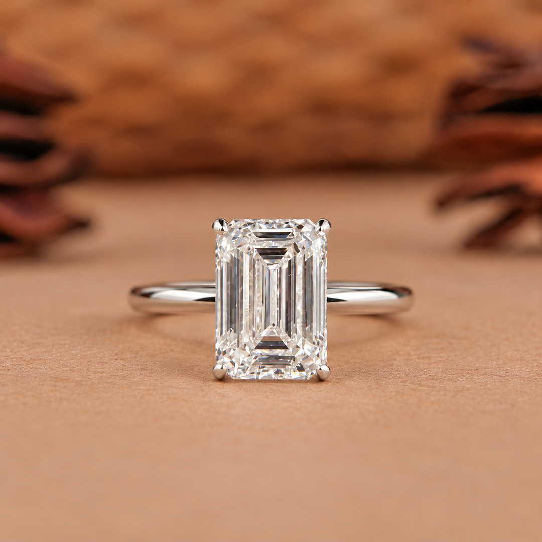 4.0CT Emerald Cut Solitaire Lab Grown E/VS2 Diamond Engagement Ring
