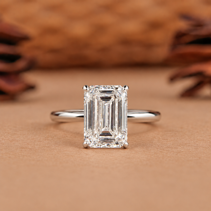 4.0CT Emerald Cut Solitaire Lab Grown E/VS2 Diamond Engagement Ring