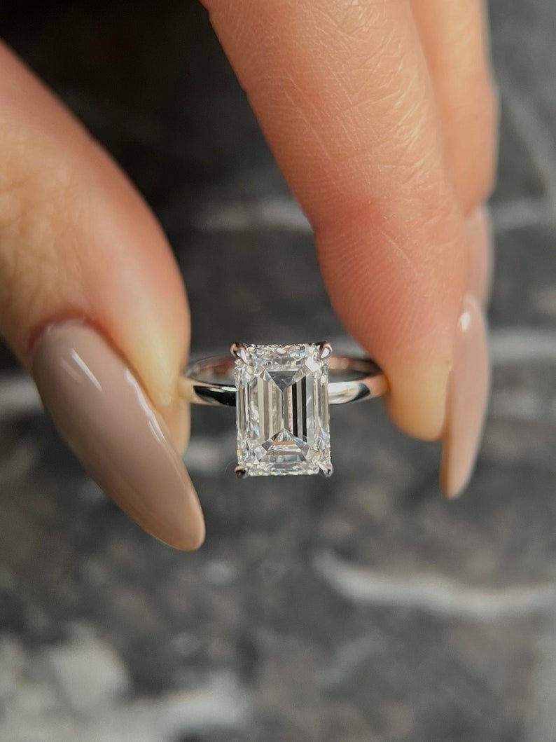 Shop emerald hidden halo lab grown diamond engagement ring
