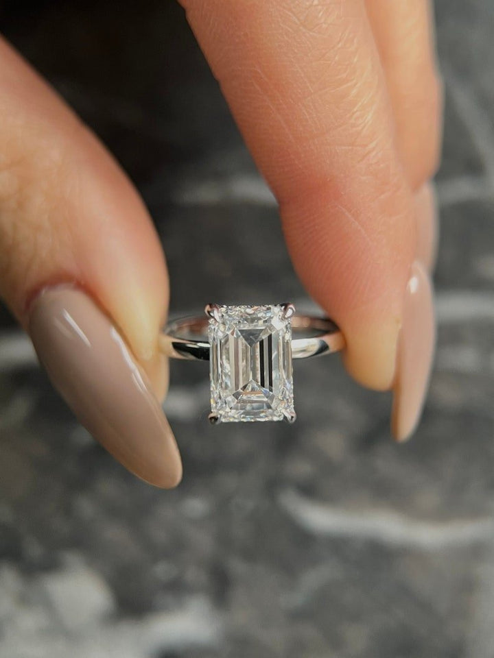 Shop emerald hidden halo lab grown diamond engagement ring