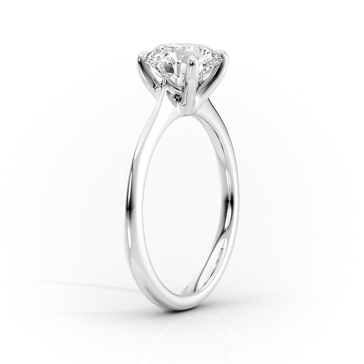 Radiant solitaire lab grown diamond ring side profile in gold setting