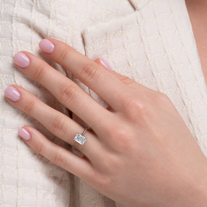 1.50CT radiant solitaire lab grown diamond engagement ring for sale