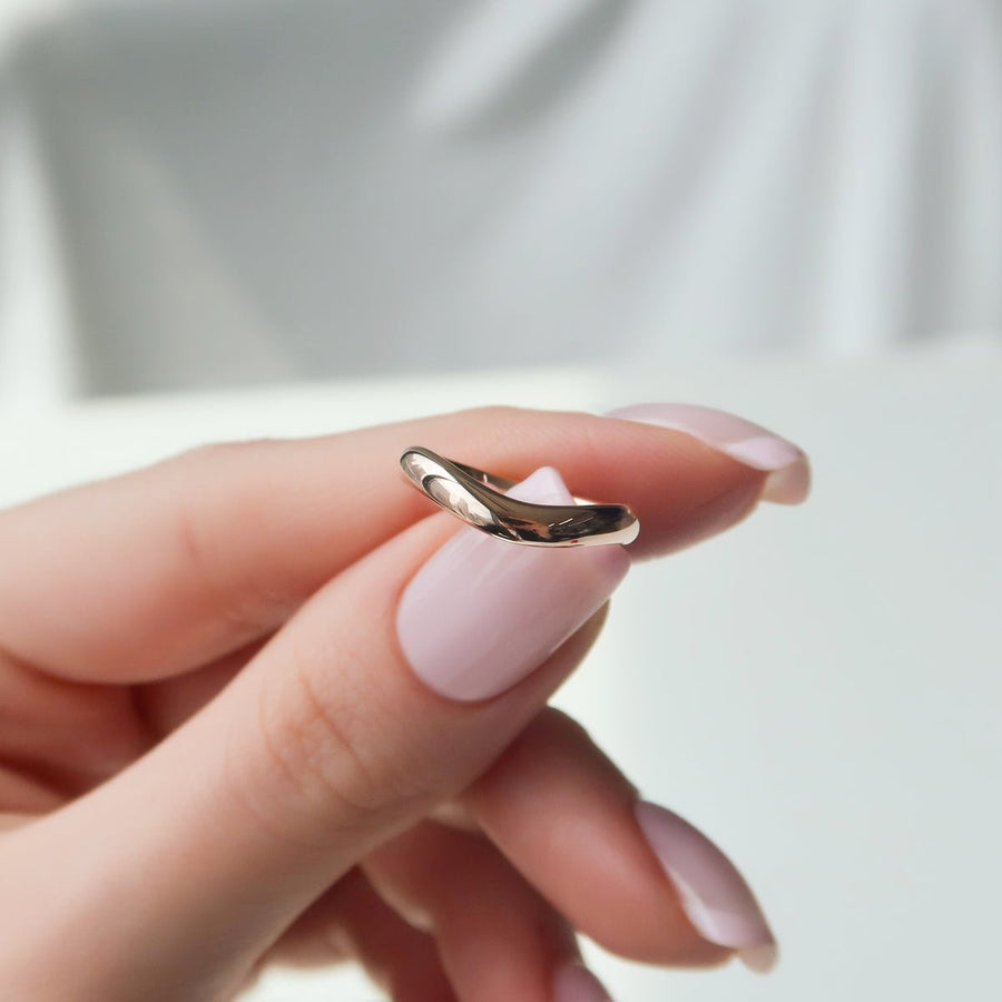 18K|14K Solid Gold Unique U Shape Plain Wedding Band - Doozy Diamonds