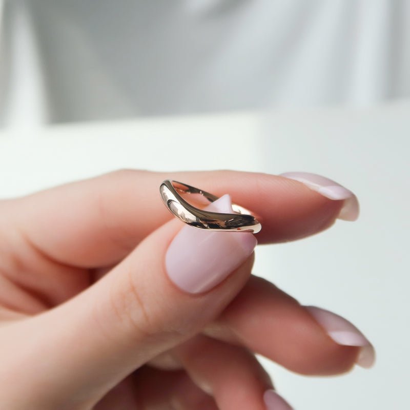 18K|14K Solid Gold Unique U Shape Plain Wedding Band - Doozy Diamonds