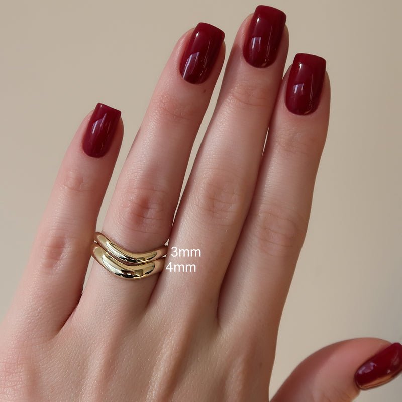 18K|14K Solid Gold Unique U Shape Plain Wedding Band - Doozy Diamonds