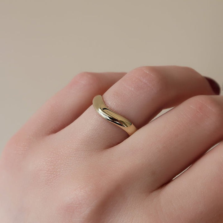 18K|14K Solid Gold Unique U Shape Plain Wedding Band - Doozy Diamonds