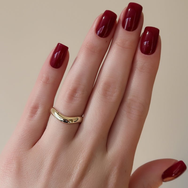 18K|14K Solid Gold Unique U Shape Plain Wedding Band - Doozy Diamonds