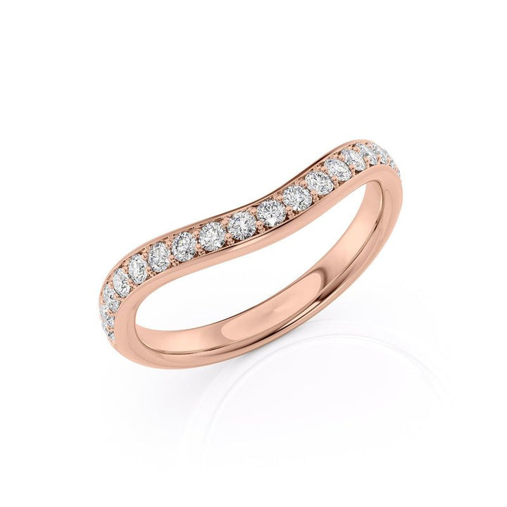 Round diamond wedding band in white gold