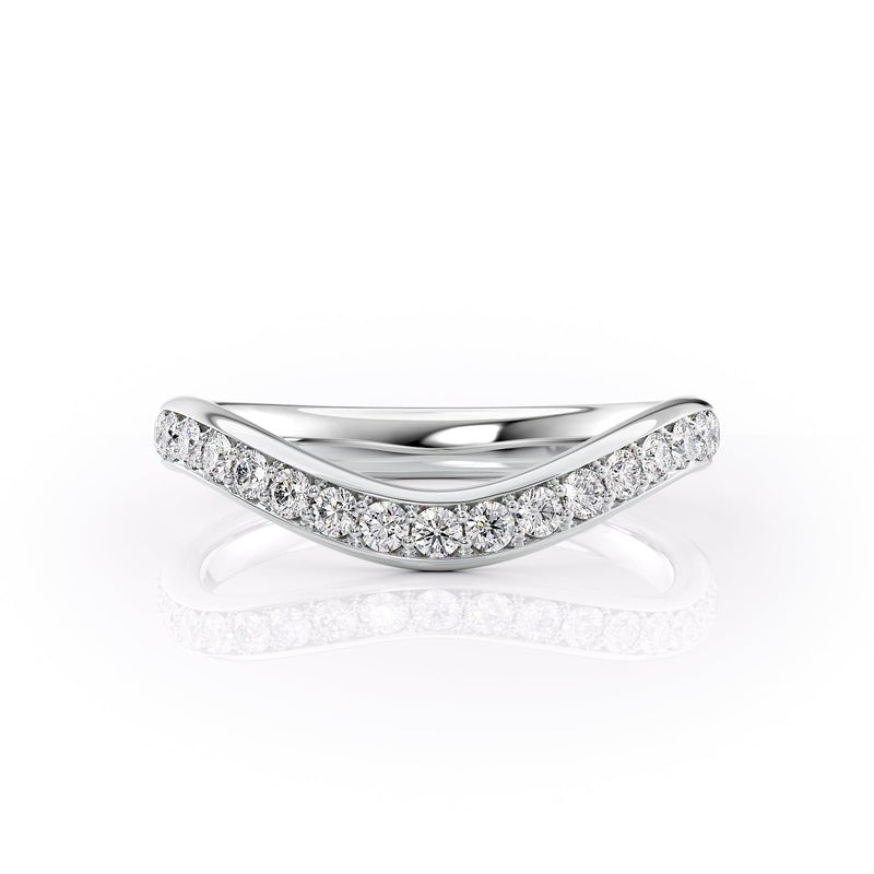 Round diamond wedding band in rose gold