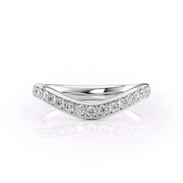 Round diamond wedding band in rose gold