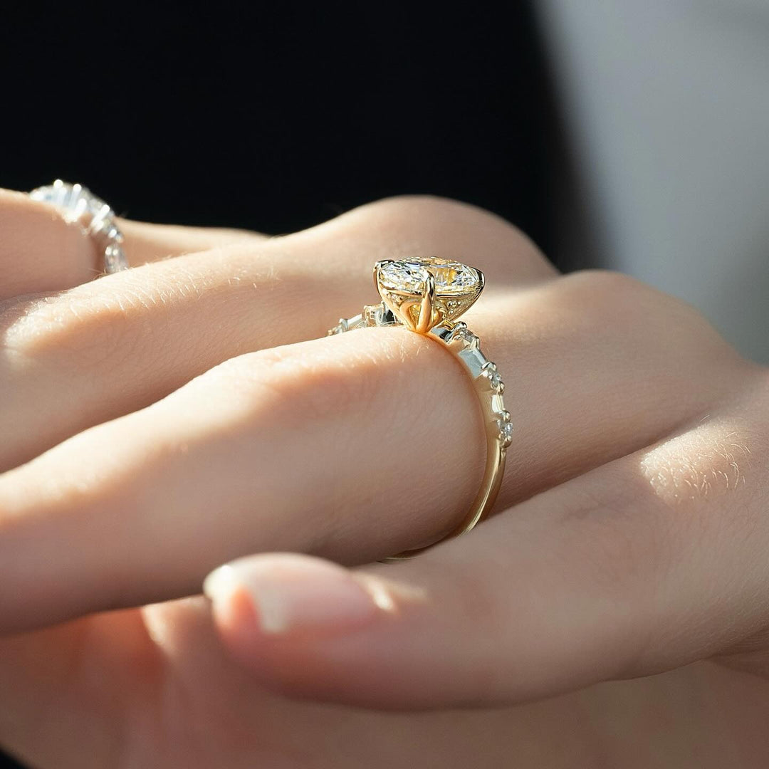 Cushion solitaire engagement ring with certified lab grown diamond