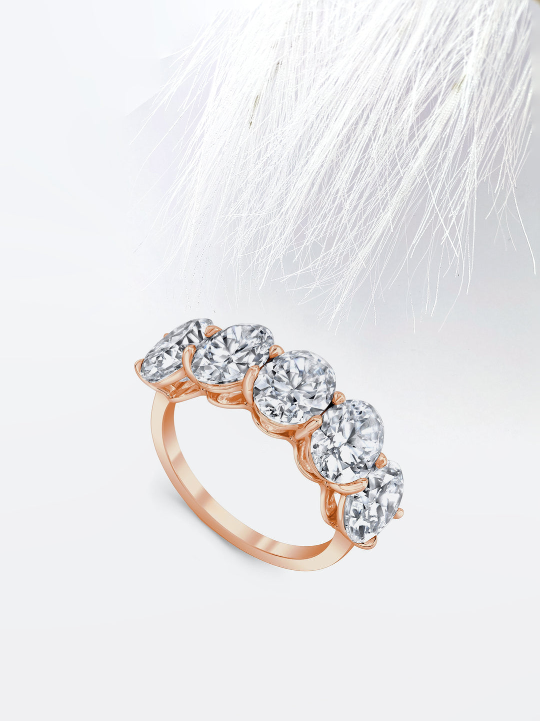 Oval FG - VS1 Lab Grown Diamond Five Stone Stacking Band - Doozy Diamonds
