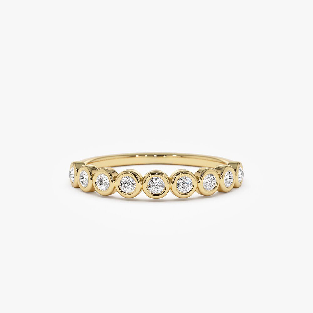 Bezel Set Round Cut Diamond Half Eternity Wedding Band for Mother - Doozy Diamonds