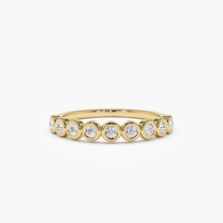 Bezel Set Round Cut Diamond Half Eternity Wedding Band for Mother - Doozy Diamonds