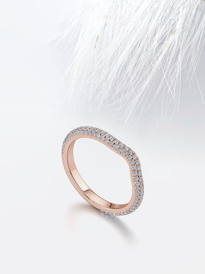 Round FG - VS1 Lab Grown Diamond Curved Half Eternity Wedding Band - Doozy Diamonds