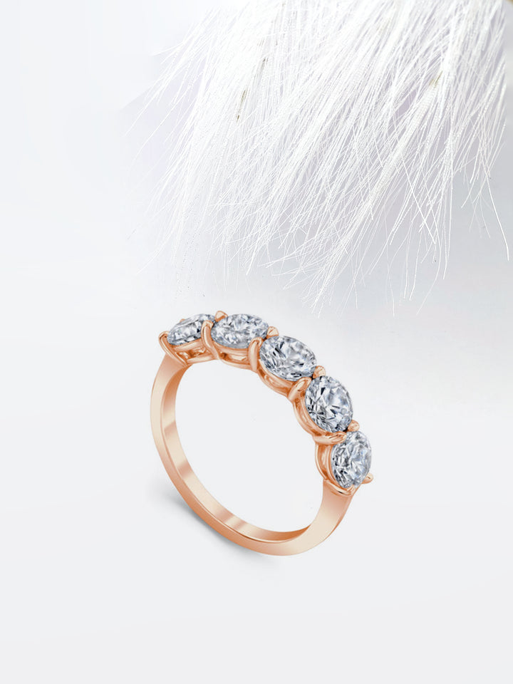 Round FG - VS1 Lab Grown Diamond Five Stone Wedding Band - Doozy Diamonds