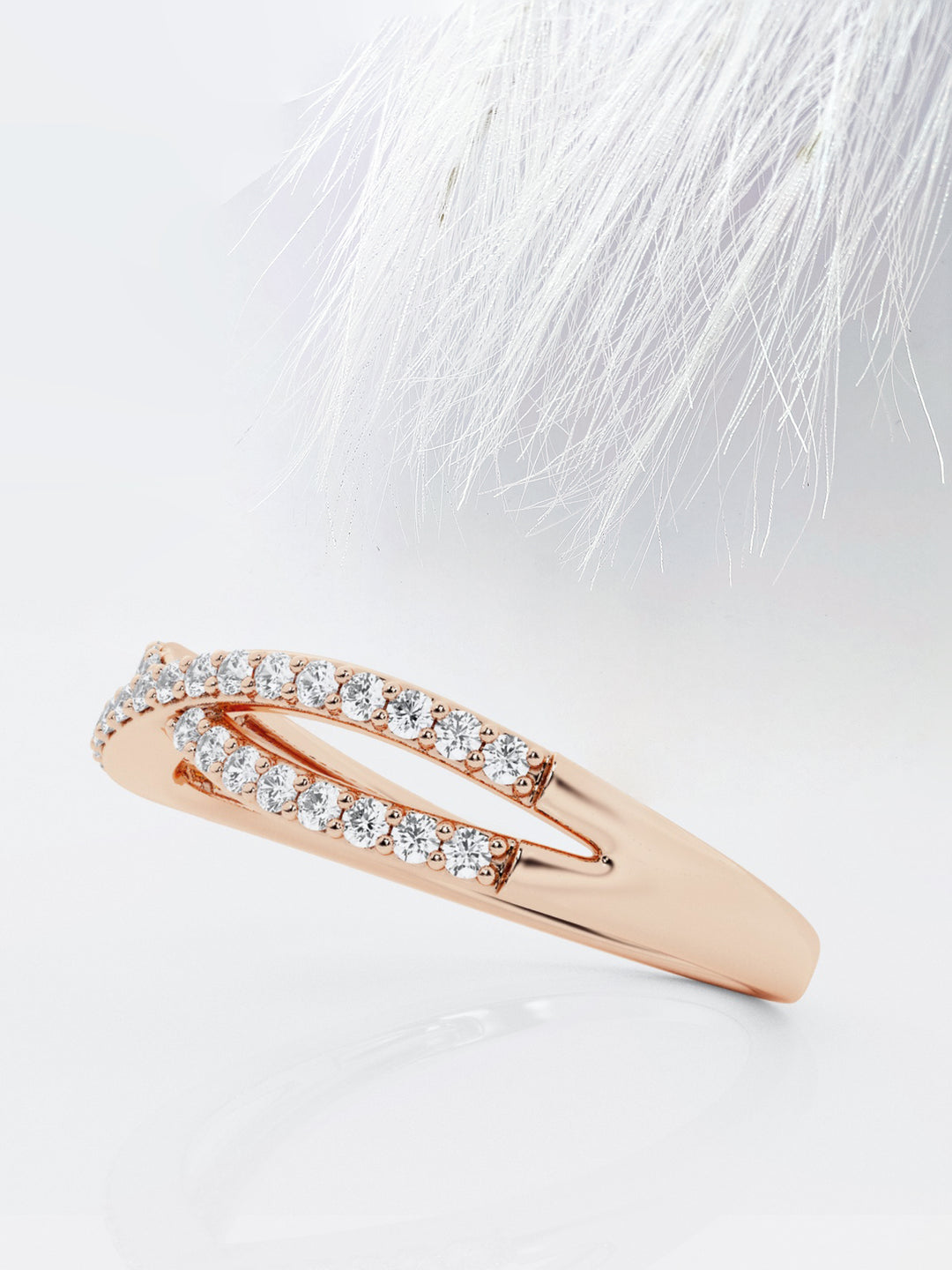 Round FG - VS2 Lab Grown Diamond Crossover Wedding Band - Doozy Diamonds