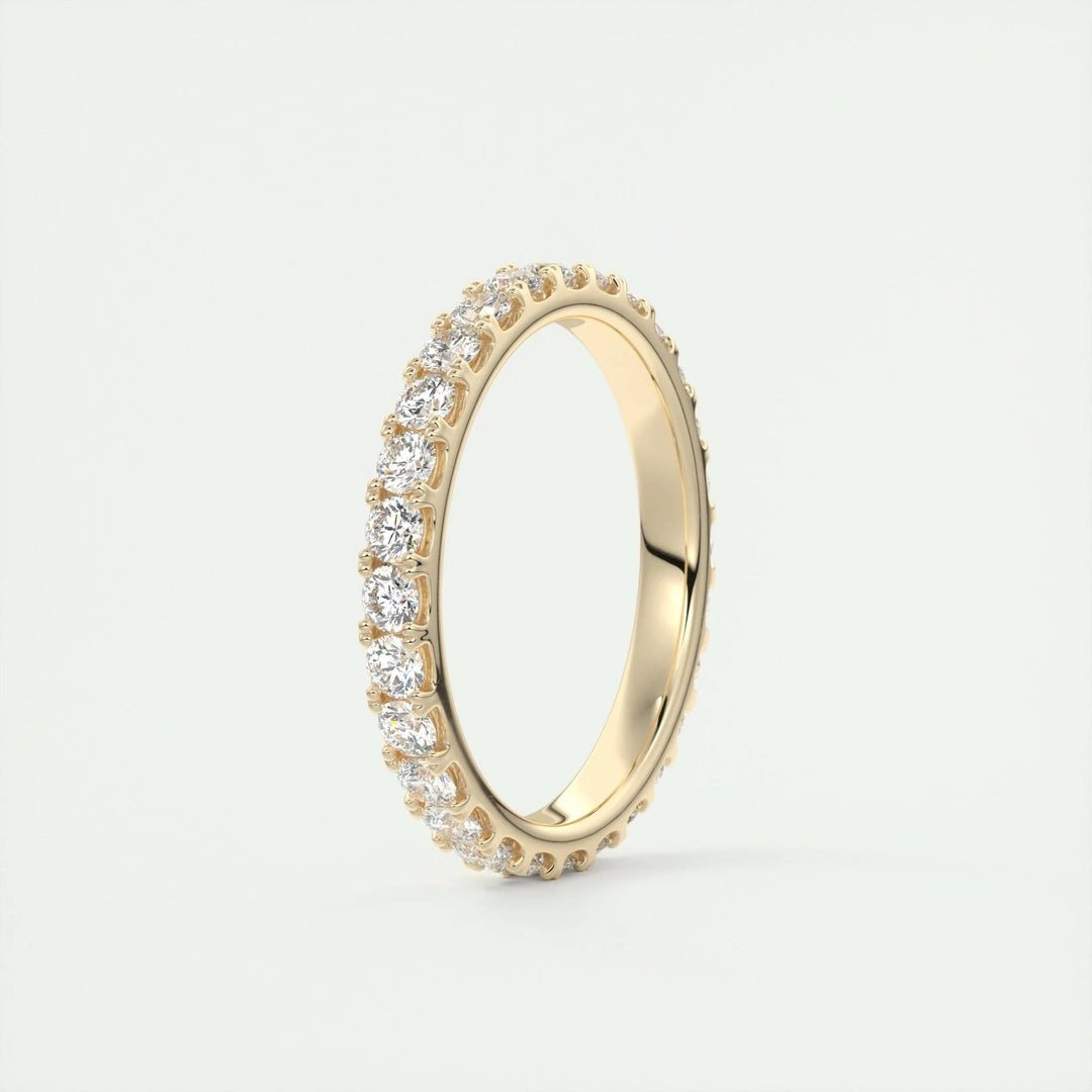 Round Brilliant lab grown diamond band worn on hand