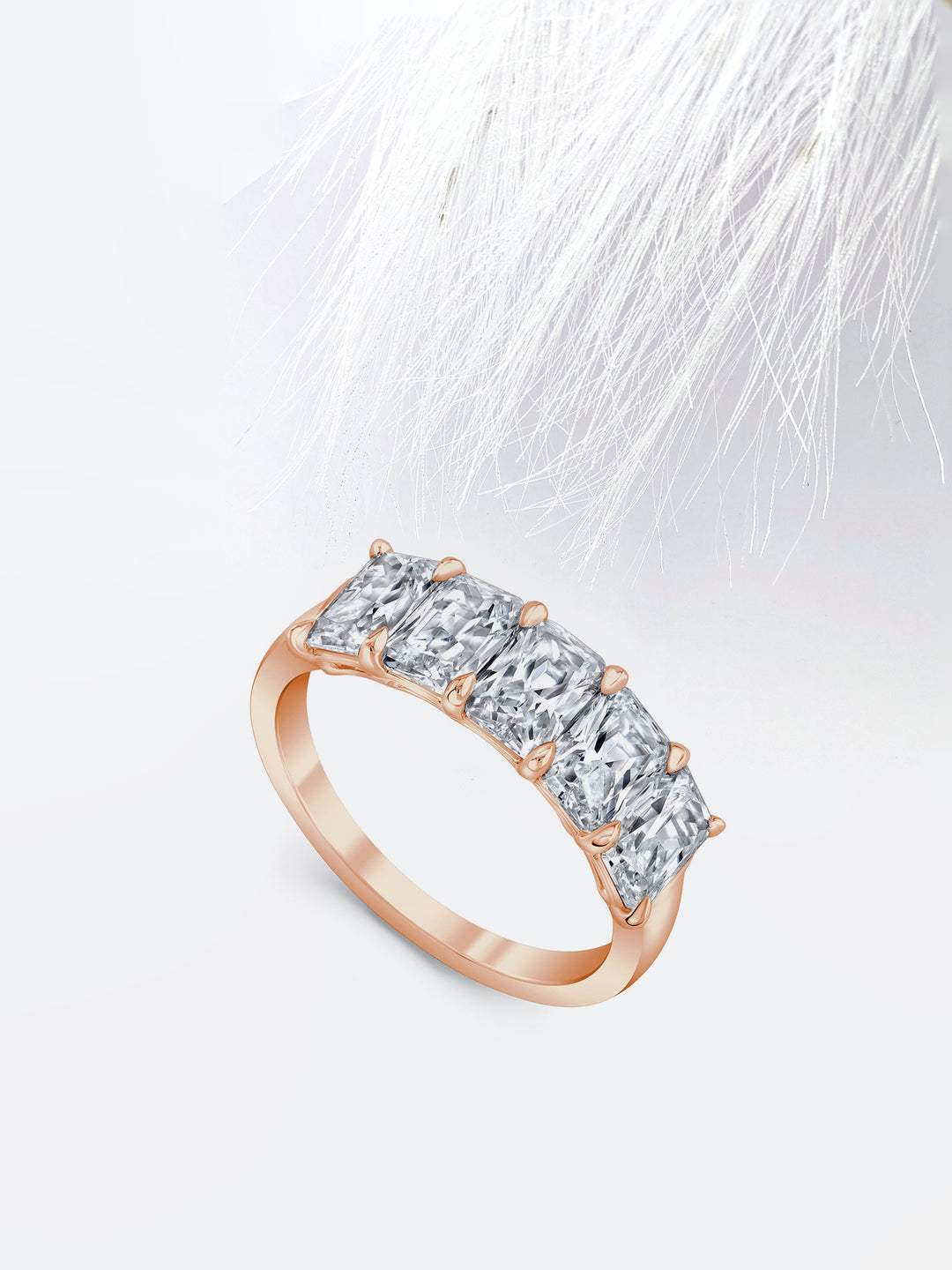 Radiant FG - VS1 Lab Grown Diamond Five Stone Wedding Band - Doozy Diamonds