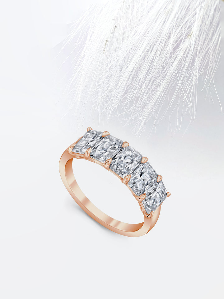 Radiant FG - VS1 Lab Grown Diamond Five Stone Wedding Band - Doozy Diamonds