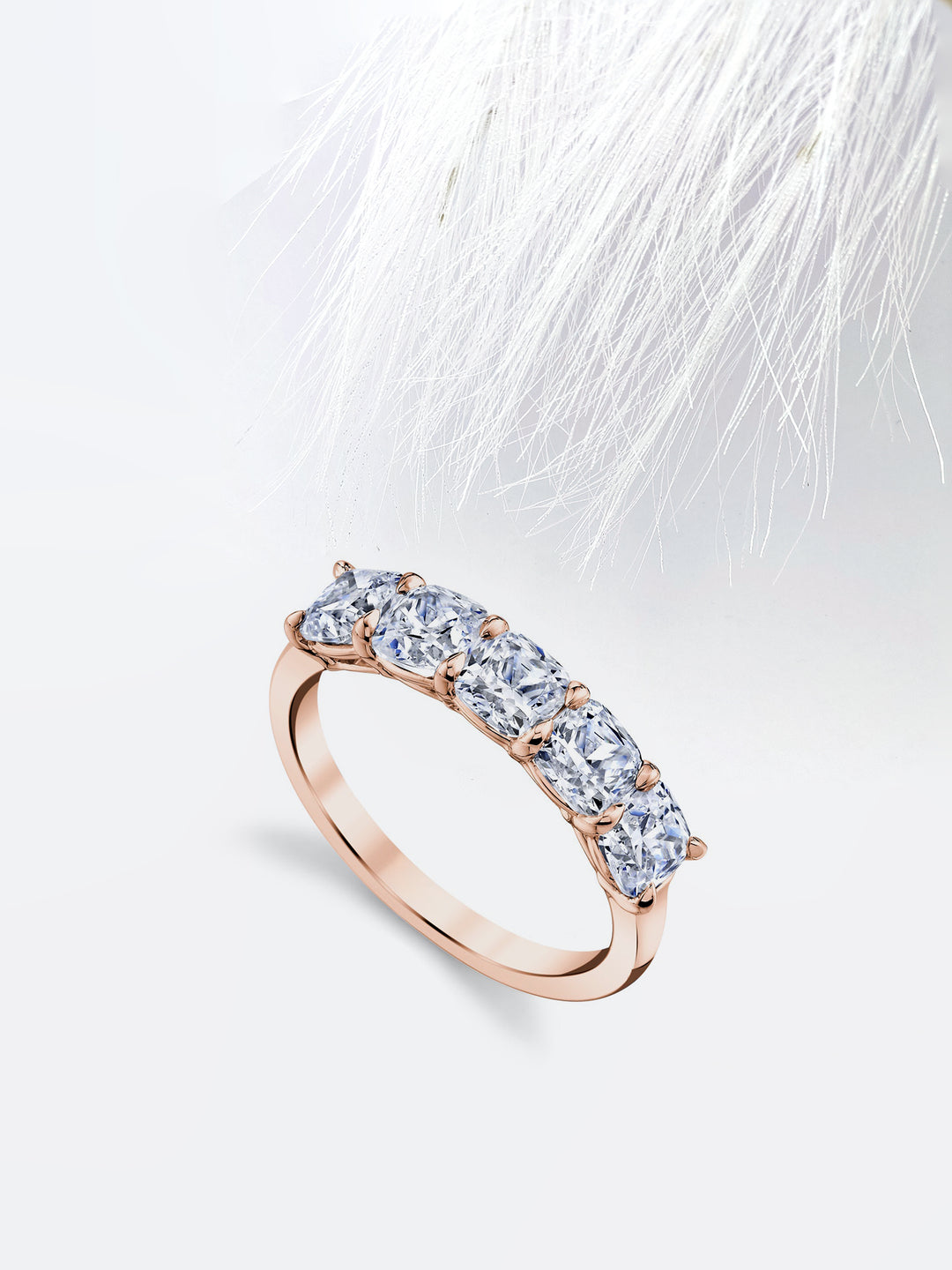 Cushion FG - VS1 Lab Grown Diamond Five Stone Wedding Band - Doozy Diamonds