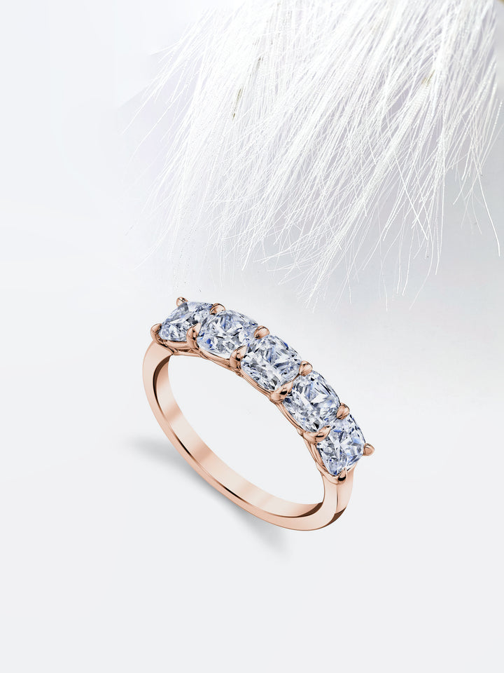 Cushion FG - VS1 Lab Grown Diamond Five Stone Wedding Band - Doozy Diamonds