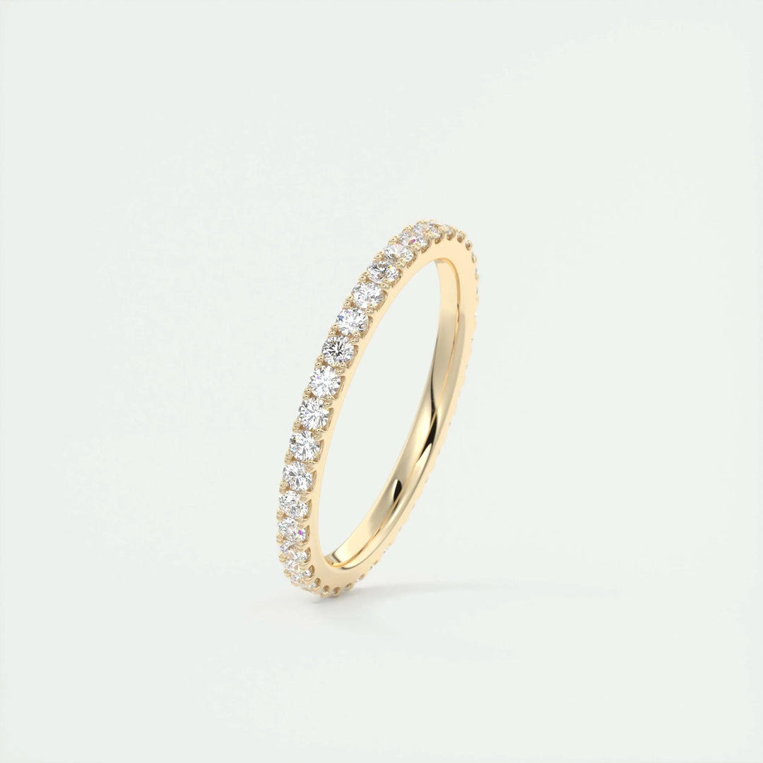 Round Brilliant diamond wedding band in rose gold
