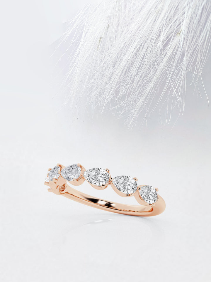 Pear FG - VS2 Lab Grown Diamond Half Eternity Wedding Band - Doozy Diamonds