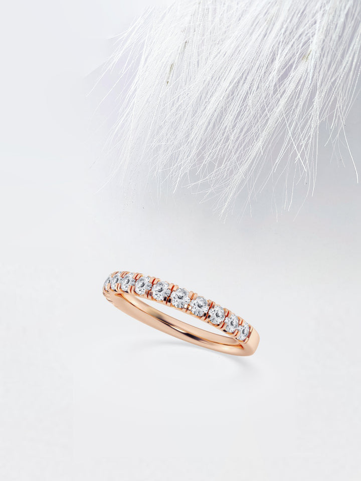 Round FG - VS2 Lab Grown Diamond French Pave Wedding Band - Doozy Diamonds