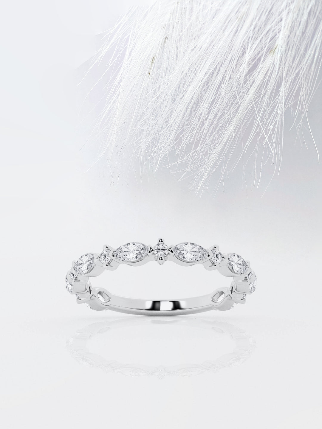 Marquise & Round FG - VS2 Lab Grown Diamond Alternative Pave Band - Doozy Diamonds