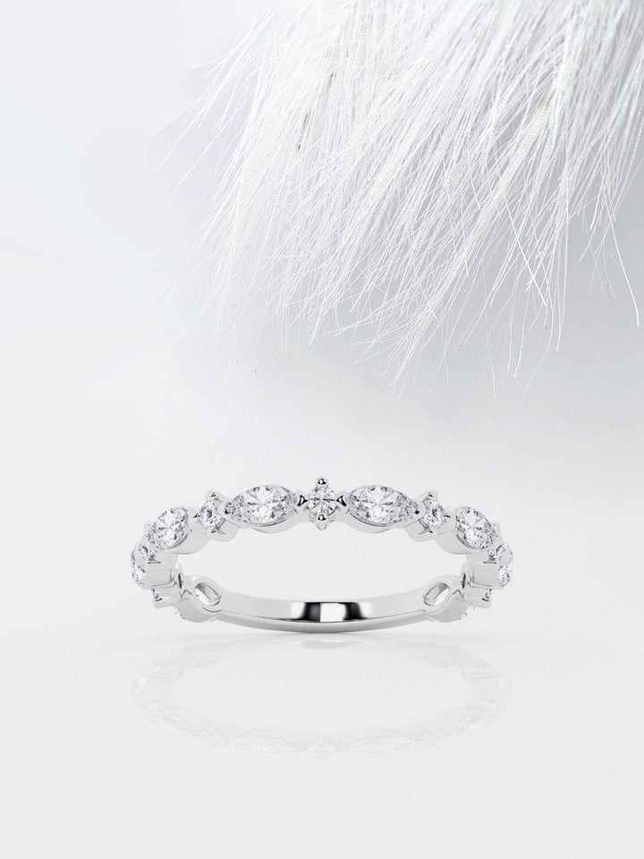 Marquise & Round FG - VS2 Lab Grown Diamond Alternative Pave Band - Doozy Diamonds