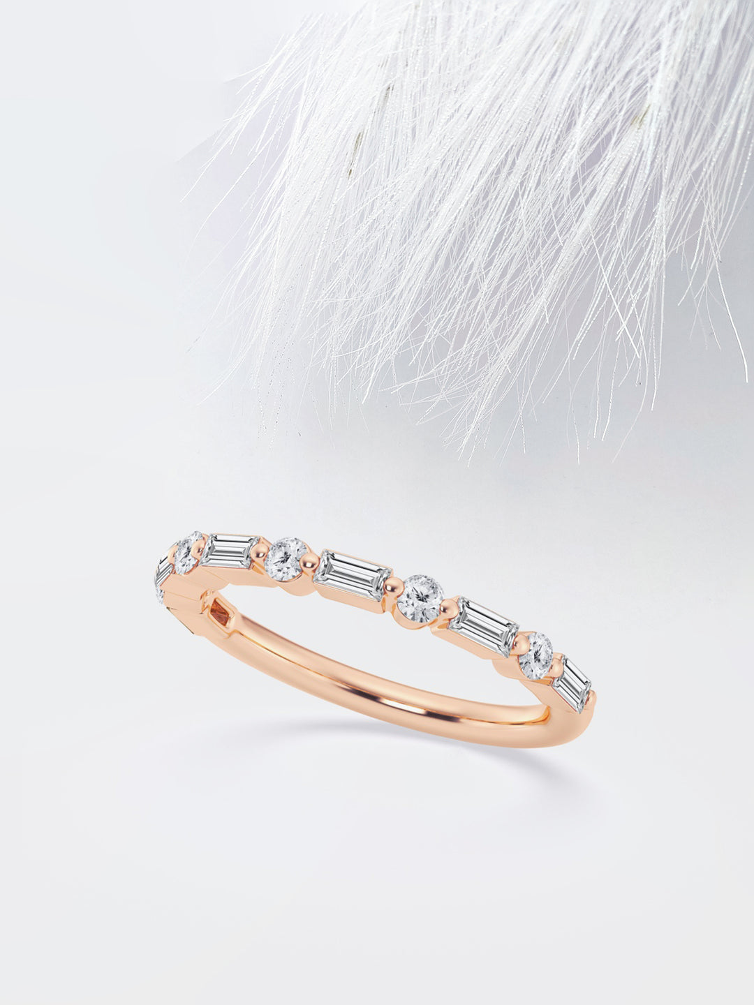 Baguette & Round FG - VS2 Lab Grown Diamond Floating Band - Doozy Diamonds