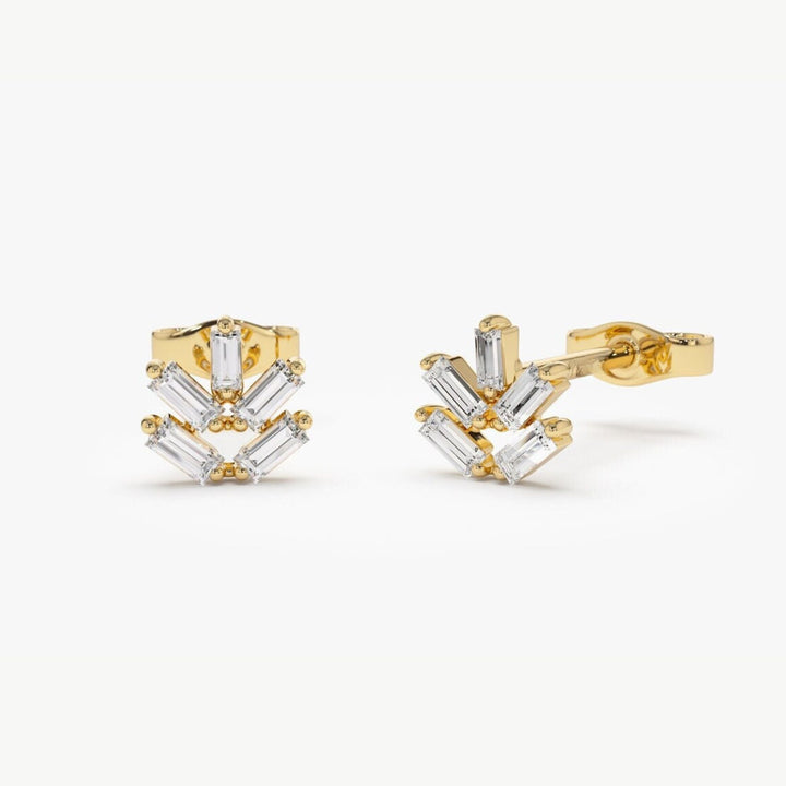 Baguette Cut Diamond Stud Earrings for Christmas Gift - Doozy Diamonds