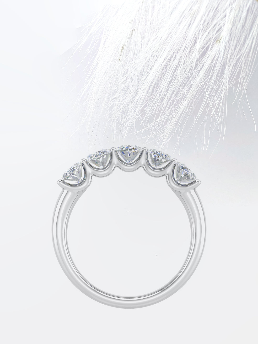 Oval GH - VVS Lab Grown Diamond Five Stone Wedding Band - Doozy Diamonds
