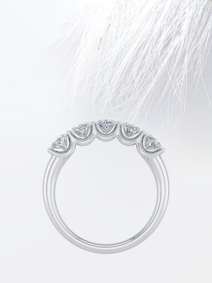 Oval GH - VVS Lab Grown Diamond Five Stone Wedding Band - Doozy Diamonds