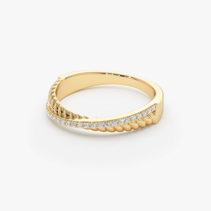 Round Diamond Twisted Rope Criss Cross Ring for Her - Doozy Diamonds