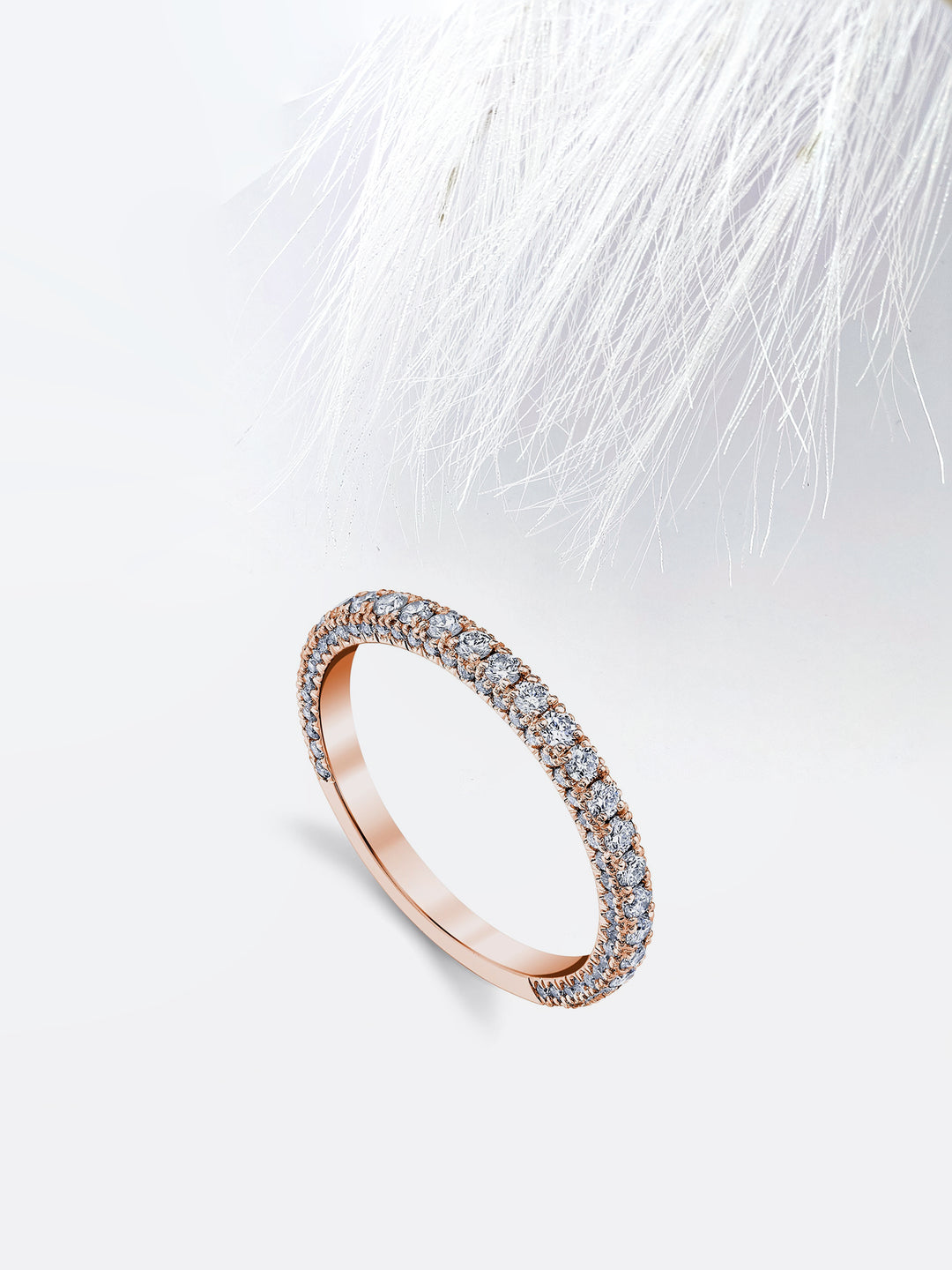 Round FG - VS1 Lab Grown Diamond Three Side Pave Wedding Band - Doozy Diamonds