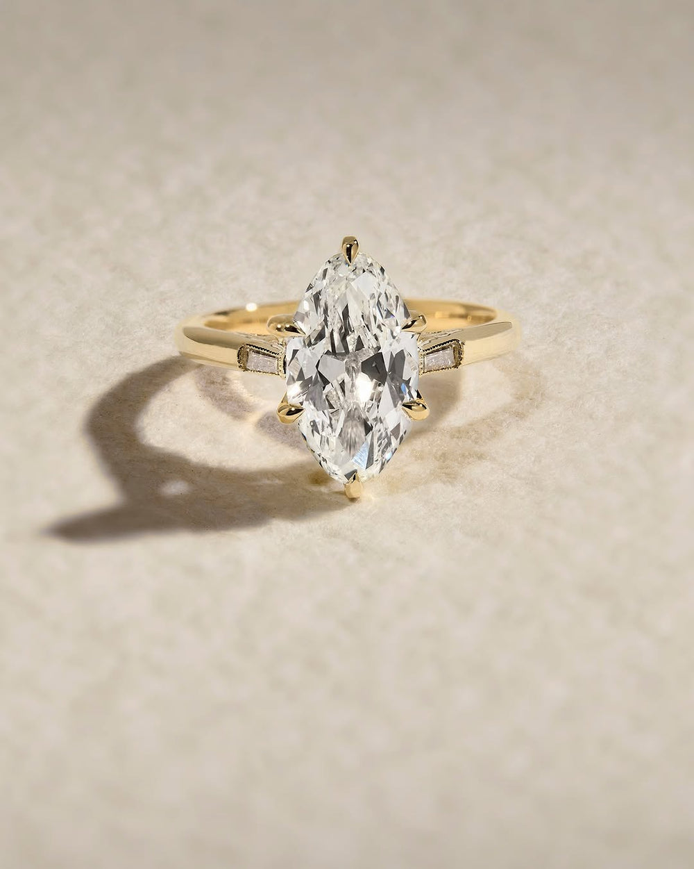 Shop marquise cut three stone lab grown diamond engagement ring online