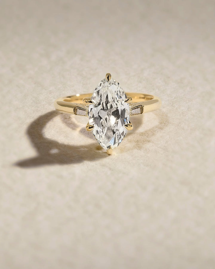 Shop marquise cut three stone lab grown diamond engagement ring online