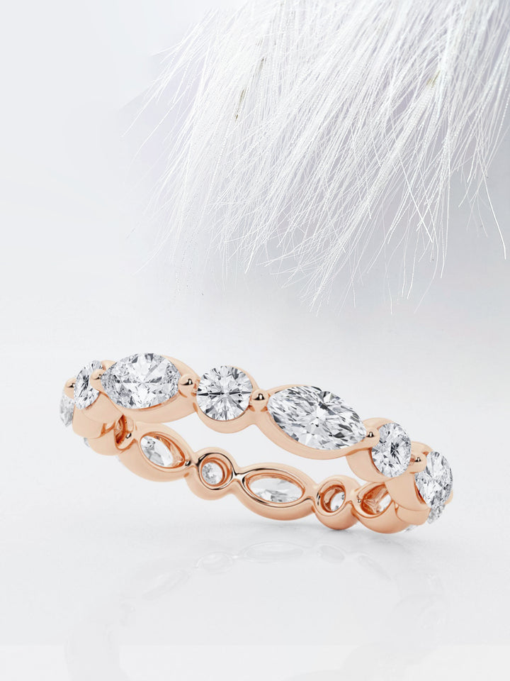 Marquise & Round FG - VS2 Lab Grown Diamond Floating Wedding Band - Doozy Diamonds
