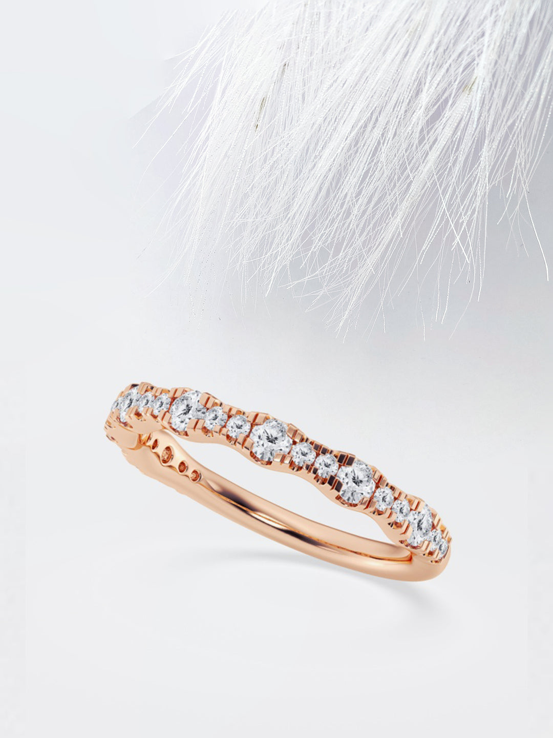 Round FG - VS2 Lab Grown Diamond Scalloped Wedding Band - Doozy Diamonds