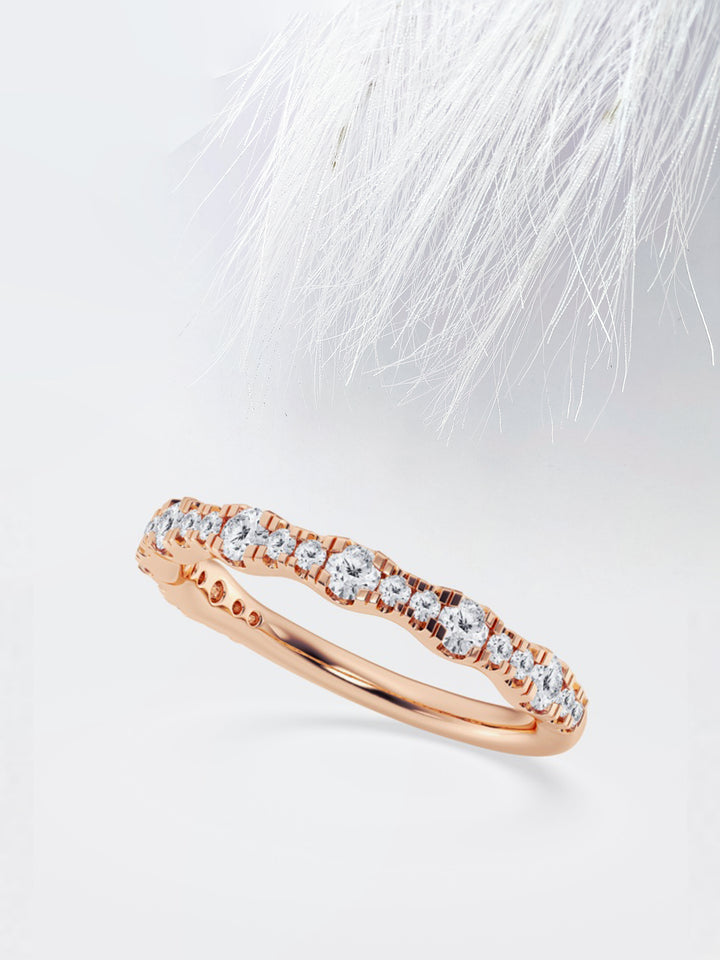Round FG - VS2 Lab Grown Diamond Scalloped Wedding Band - Doozy Diamonds