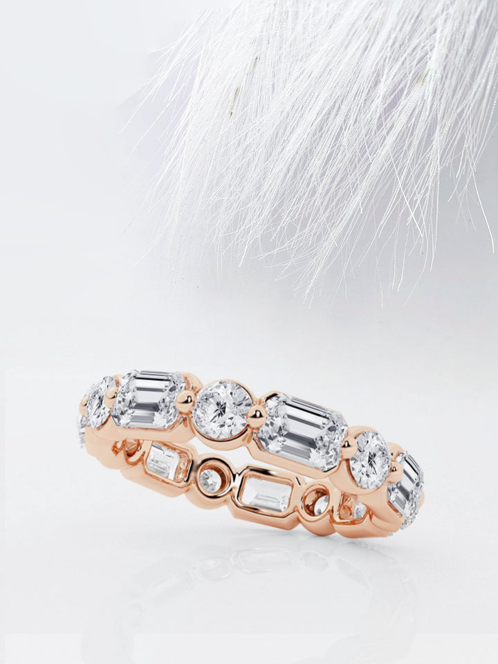 Emerald & Round FG - VS2 Lab Grown Diamond Floating Band - Doozy Diamonds