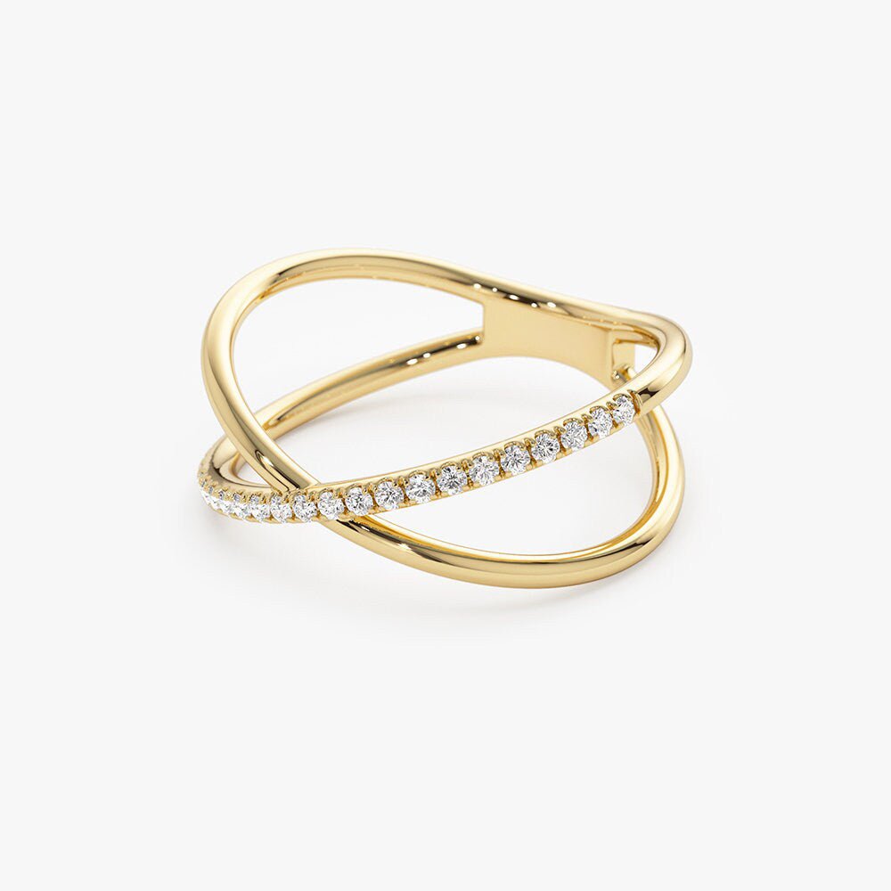 Criss Cross Round Cut Diamond Wedding Band for Women - Doozy Diamonds
