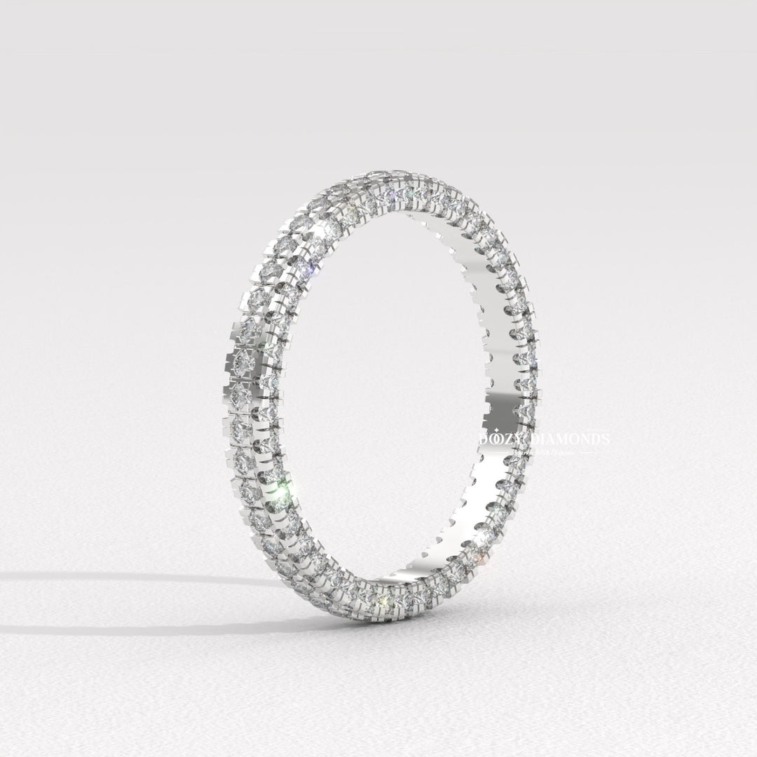 Classic diamond eternity band macro shot