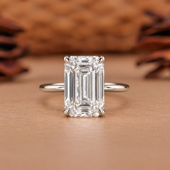 5.0CT Emerald Cut Solitaire Lab Grown E/VS2 Diamond Engagement Ring