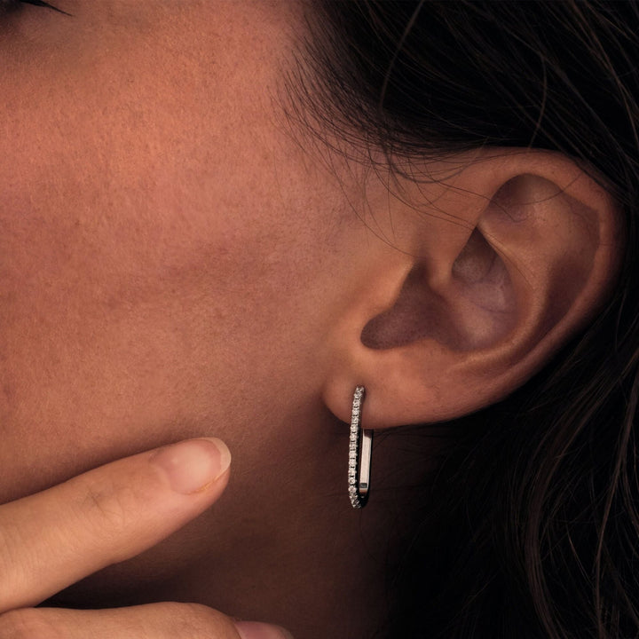 Round Cut Link Hoop Diamond Earrings for Her - Doozy Diamonds