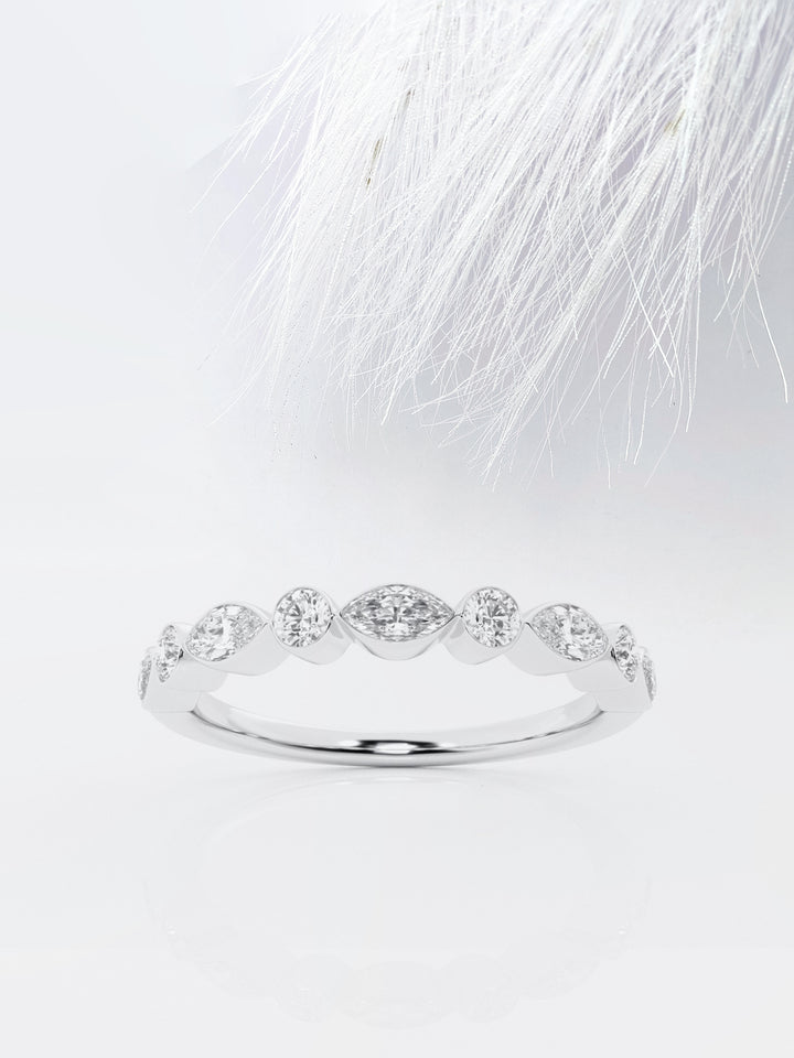 Marquise And Round FG - VS2 Lab Grown Diamond Half Eternity Band - Doozy Diamonds