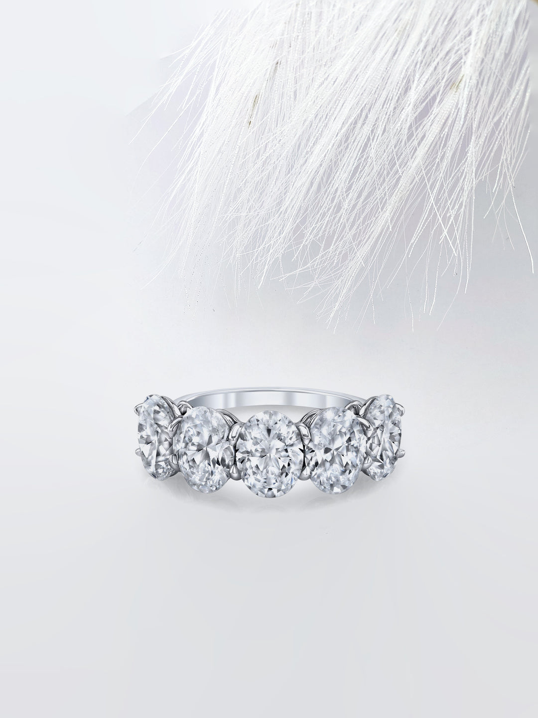 Oval FG - VS1 Lab Grown Diamond Five Stone Stacking Band - Doozy Diamonds